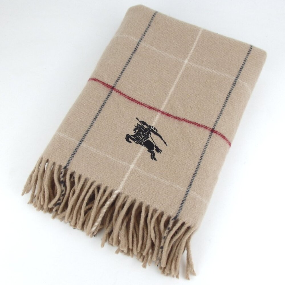 Authentic Burberry Check Pattern Blanket Scarf Wo… - image 1